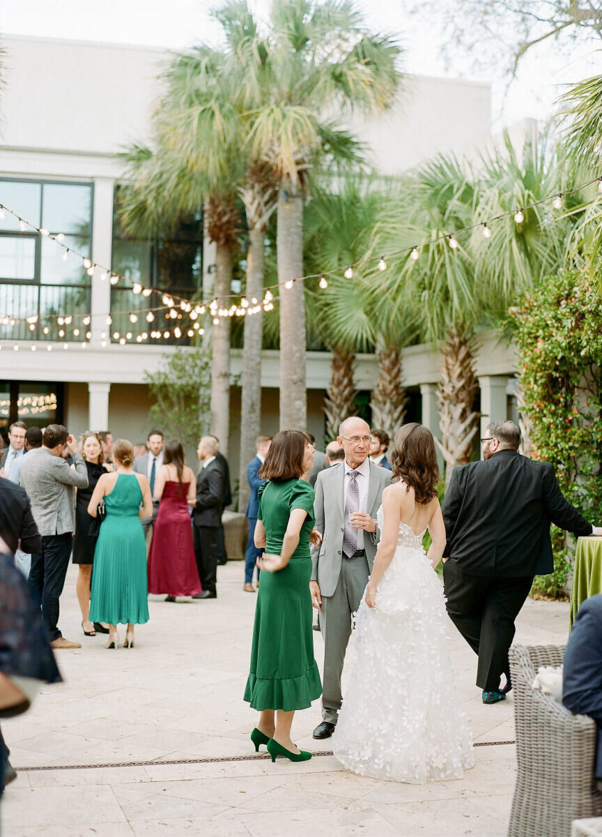 Guests enjoyed the outdoor cocktail hour at an art-inspired wedding at Cannon Green.